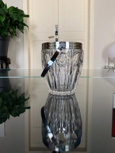 Glass And Metal Ice Bucket - Vintage