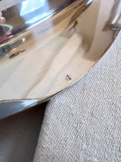 Métal Argenté Bread Basket - Filets Decoration - Vintage