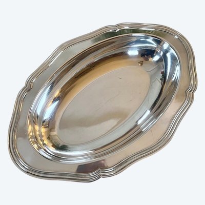 Métal Argenté Bread Basket - Filets Decoration - Vintage