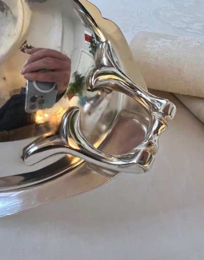 Légumier Plat De Service En Métal Argenté - Vintage Shaped Piece