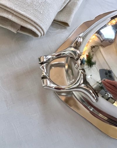 Légumier Plat De Service En Métal Argenté - Vintage Shaped Piece