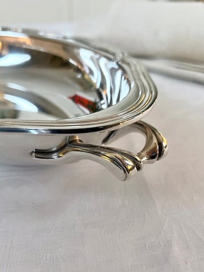 Légumier Plat De Service En Métal Argenté - Vintage Shaped Piece