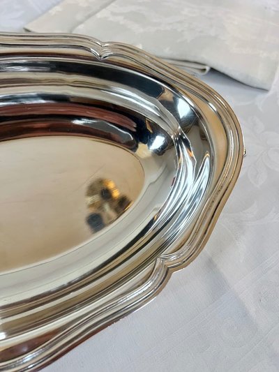 Légumier Plat De Service En Métal Argenté - Vintage Shaped Piece