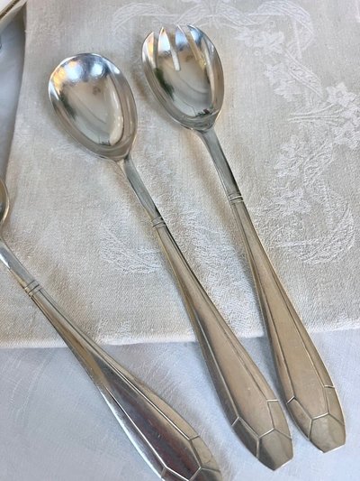Silver Plated Salad Service Cutlery - Art Deco