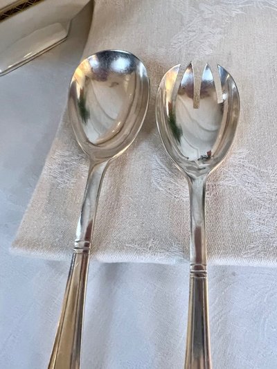 Silver Plated Salad Service Cutlery - Art Deco