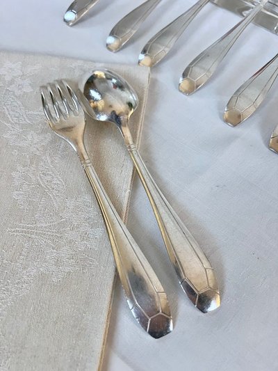 Silver Plated Entremets Cutlery - Art Deco - Forks Spoons