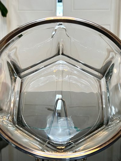 Saladier Bol De Service En Verre Et Métal Argenté - Art Déco