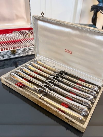 Silver-Plated Metal Cutlery Set - Louis XV Rocaille Style - 20th Century