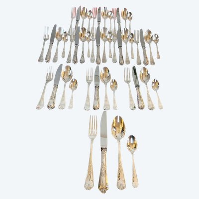 Silver-Plated Metal Cutlery Set - Louis XV Rocaille Style - 20th Century