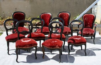 Suite Of Ten (10) Napoleon III Seats, 19th Century