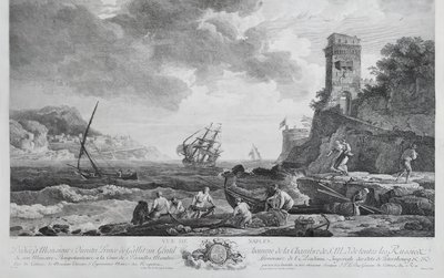 Gravure Marine d'après Joseph Vernet Port de Naples 18ème 