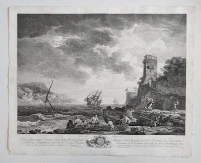 Gravure Marine d'après Joseph Vernet Port de Naples 18ème 