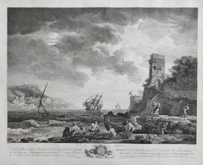 Gravure Marine d'après Joseph Vernet Port de Naples 18ème 