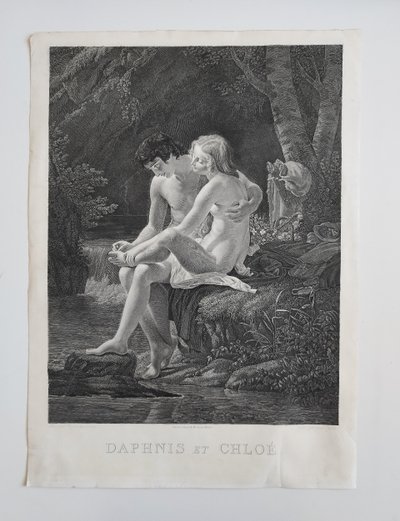 Etching Daphnis And Chloe Mythological Engraving By François Gelée After Hersent 19th C