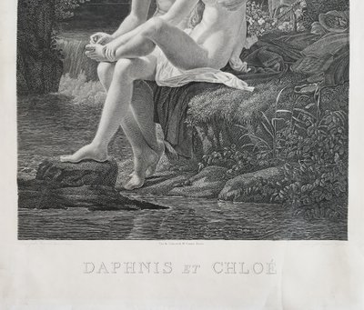 Etching Daphnis And Chloe Mythological Engraving By François Gelée After Hersent 19th C