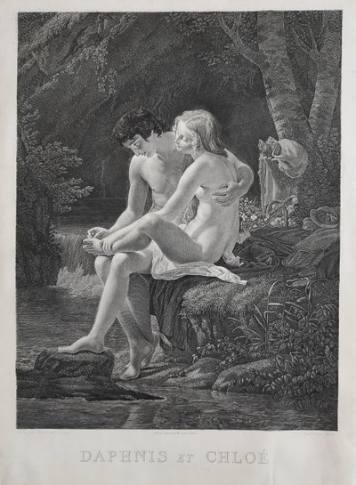 Etching Daphnis And Chloe Mythological Engraving By François Gelée After Hersent 19th C