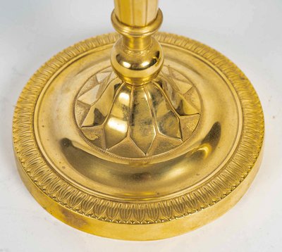 Pair of French Directoire Period Chiseled Gilt Bronze Candlesticks, Circa 1795-1799