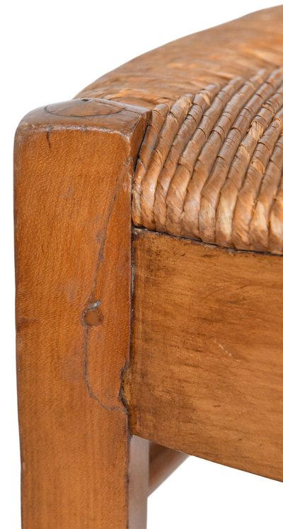Pair of chairs with barrette backs and bands painted with animated landscapes