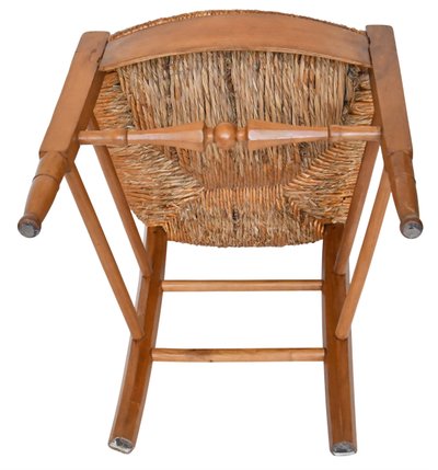 Pair of chairs with barrette backs and bands painted with animated landscapes
