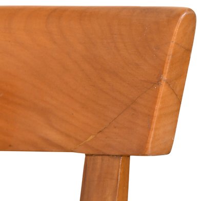 Pair of chairs with barrette backs and bands painted with animated landscapes