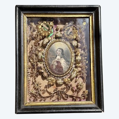 Cornice reliquiario con dieci reliquie - XIX secolo