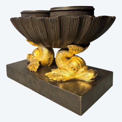 Calamaio in bronzo Empire Navette "Dolphin Shell"
