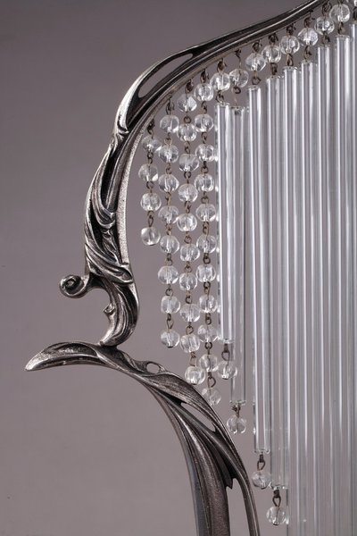 Silvered Metal and Glass Art Deco Lamp with Dancer