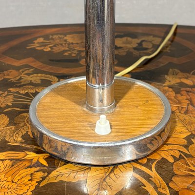 60's table lamp in wood and aluminum