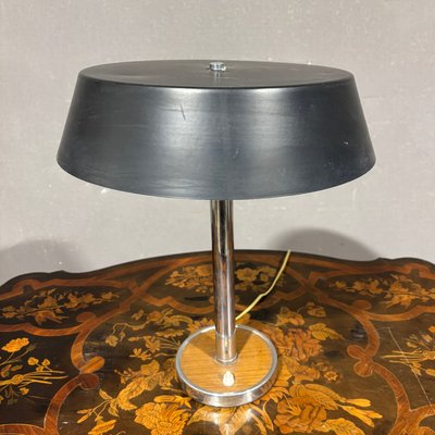 60's table lamp in wood and aluminum