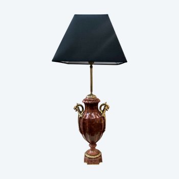 Vase En Marbre Monté En Lampe. Monture Bronze Doré Signée Susse Frères, Fin XIXe Siècle