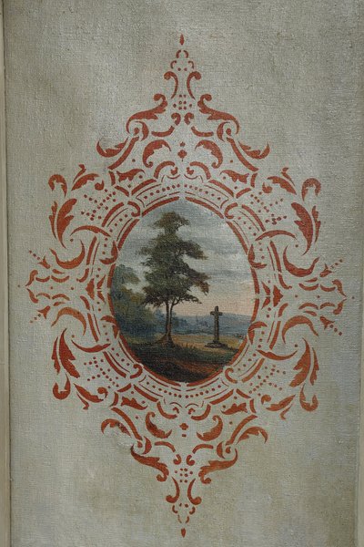 SEVEN-LEAF FOLDING SCREEN IN PAINTED CANVAS, FRENCH WORK, CIRCA 1830
