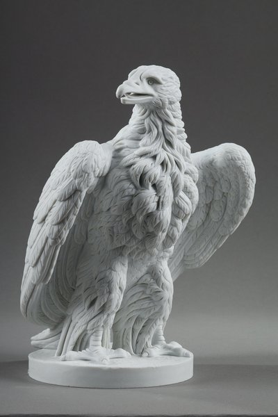PAIR BISCUIT SCULPTURES OF NAPOLEON III EAGLES