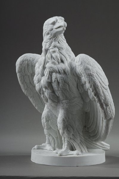 PAIR BISCUIT SCULPTURES OF NAPOLEON III EAGLES