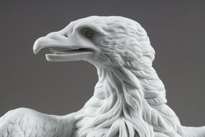 PAIR BISCUIT SCULPTURES OF NAPOLEON III EAGLES