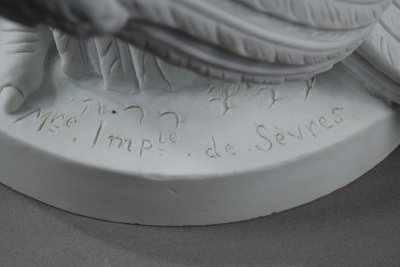 PAIR BISCUIT SCULPTURES OF NAPOLEON III EAGLES