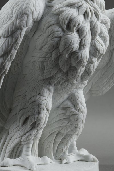 PAIR BISCUIT SCULPTURES OF NAPOLEON III EAGLES