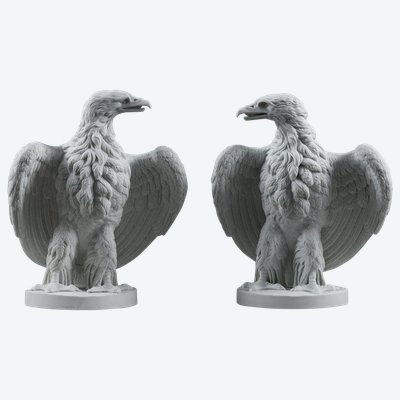 PAIR BISCUIT SCULPTURES OF NAPOLEON III EAGLES