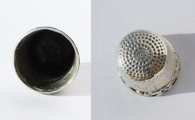 Mimosa ART NOUVEAU silver sewing kit, early 20th century, scissors, thimble, needle case