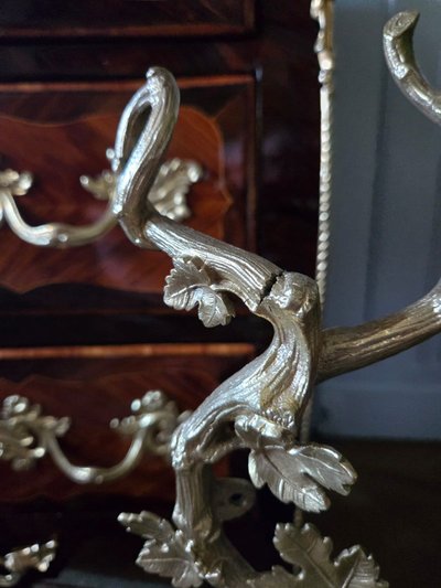 Pair of bronze fireplaces with children, Louis XV style.