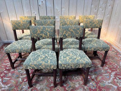 Series of 10 Louis XIII style chairs