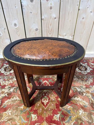 Klavier sitzender Hocker Leder Art Deco