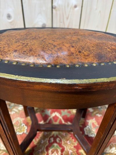 Klavier sitzender Hocker Leder Art Deco