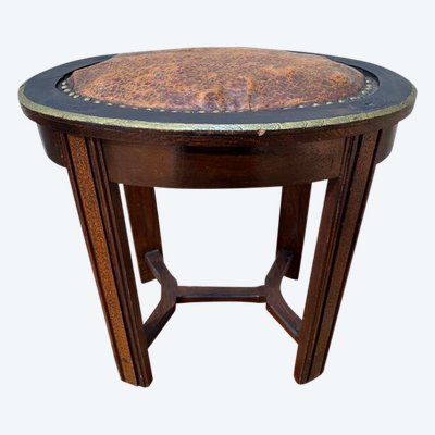 Klavier sitzender Hocker Leder Art Deco