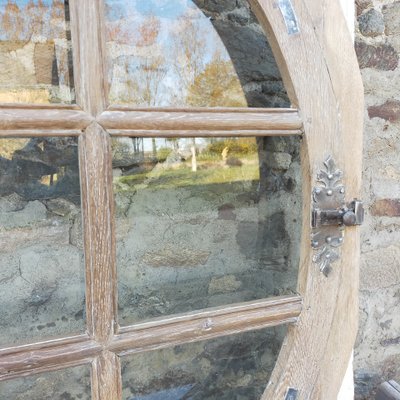 Grand Oeil De Boeuf Ovale En Chêne d'époque XVIIIème Ouvrant Porte Fenêtre Ancienne Boiserie