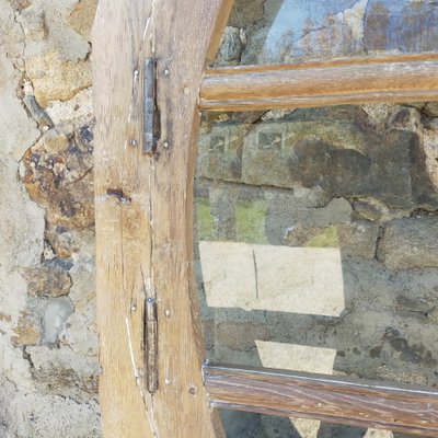 Grand Oeil De Boeuf Ovale En Chêne d'époque XVIIIème Ouvrant Porte Fenêtre Ancienne Boiserie