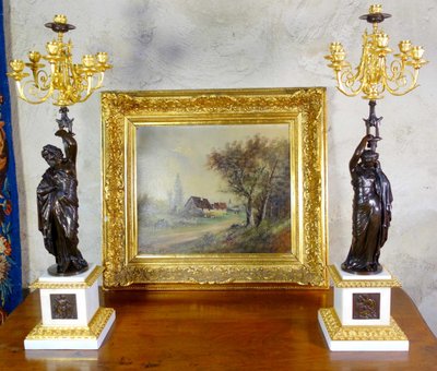 Grande paire de candélabres à l’antique signée James Pradier