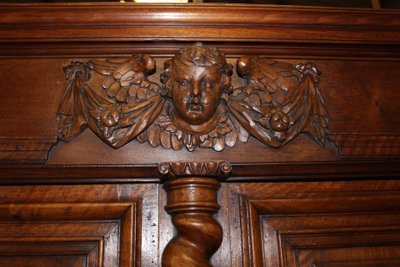 Louis XIII Viertüriges Buffet aus Nussbaum, spätes 17. Jahrhundert