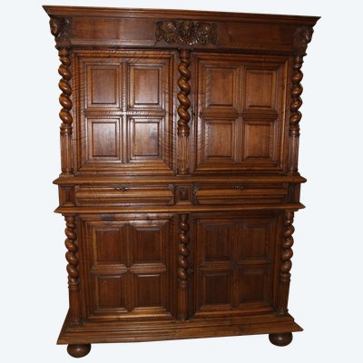 Louis XIII Viertüriges Buffet aus Nussbaum, spätes 17. Jahrhundert