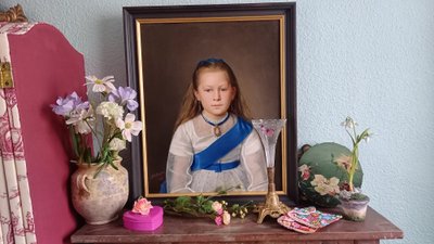 Porträt eines kleinen Mädchens, Öl auf Leinwand / 19. Jahrhundert