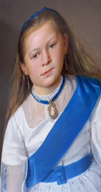 Porträt eines kleinen Mädchens, Öl auf Leinwand / 19. Jahrhundert